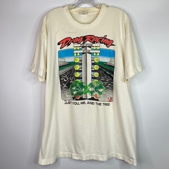 Vintage FOTL Drag Racing You Me & The Tree 90s Tshirt XL - Picture 1 of 12